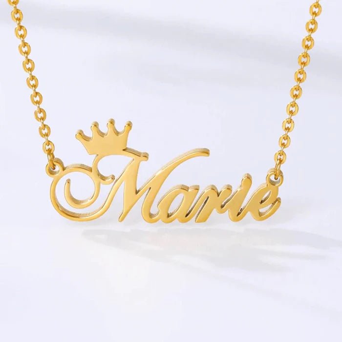 Gold Plated Crown Name Necklace
