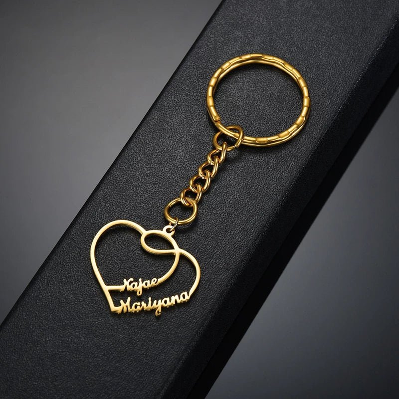 Heart Couple Name Keychain