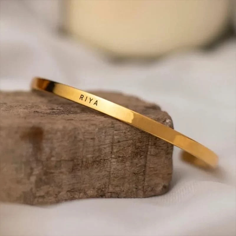 Gold Plated Personalized Engraved Name Kada