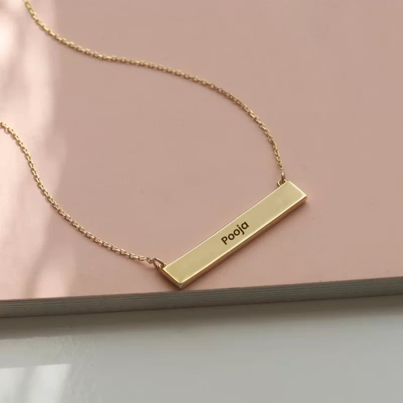 Gold Plated Personalized Engraved Name Necklace