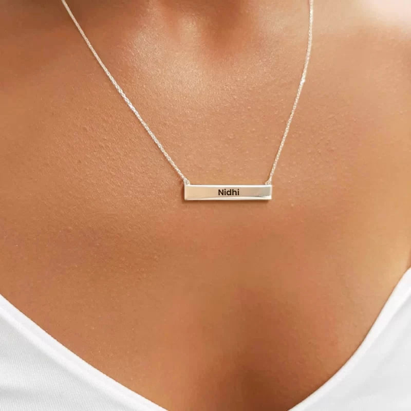 Silver Plated Personalized Engraved Name Necklace