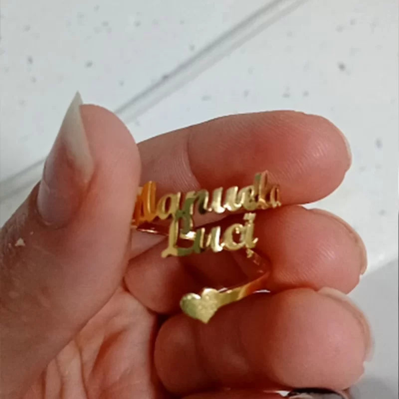 Heart Couple Name Ring