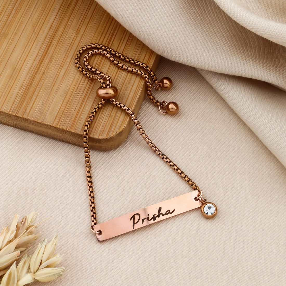 Personalized Name Bracelet with Crystal Charm – Diamond Chain