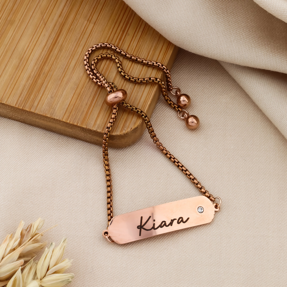 Personalized Adjustable Name Bracelet with Diamond Accent