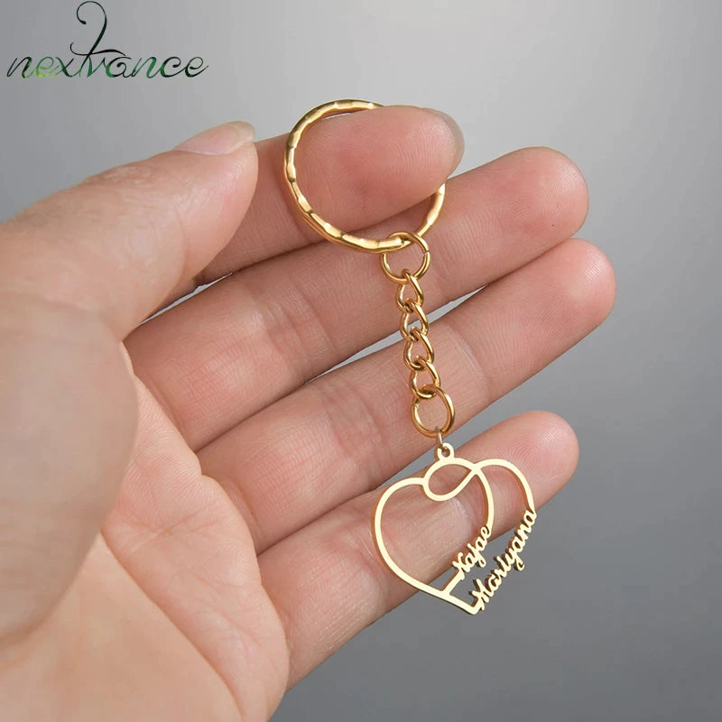 Heart Couple Name Keychain