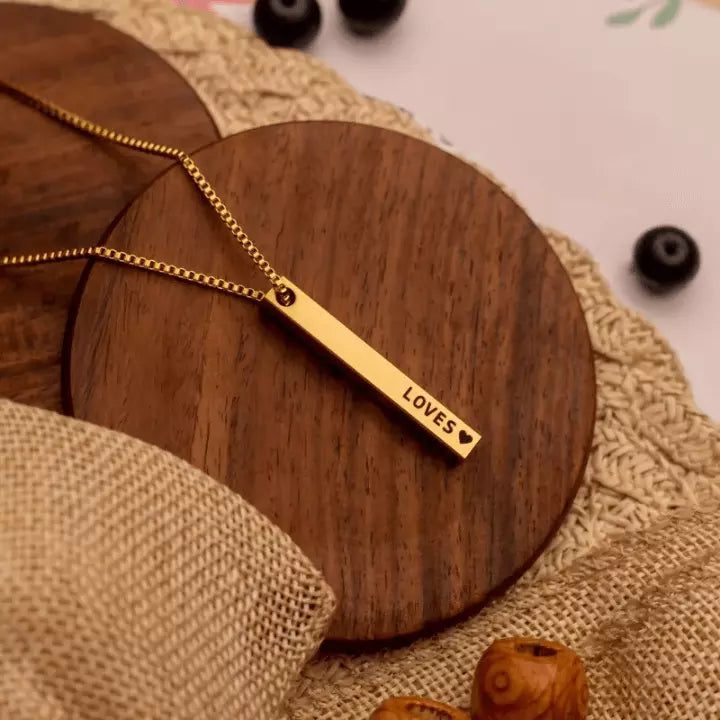 Gold Plated Personalized 3D Bar Pendant