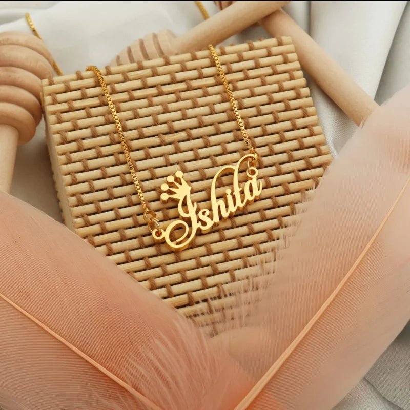 Candlescript Crown Style Name Necklace | Personalized Jewelry India | 99customized Jewellery