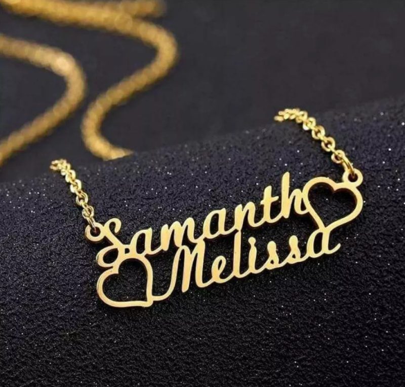 Couple Two Heart Name Pendant | Personalized Jewelry India | 99customized Jewellery