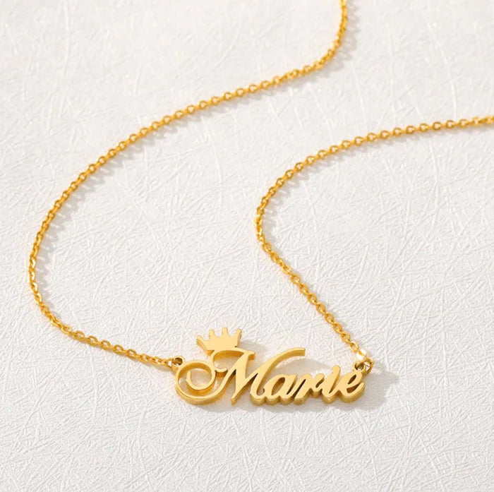 Gold Plated Crown Name Necklace