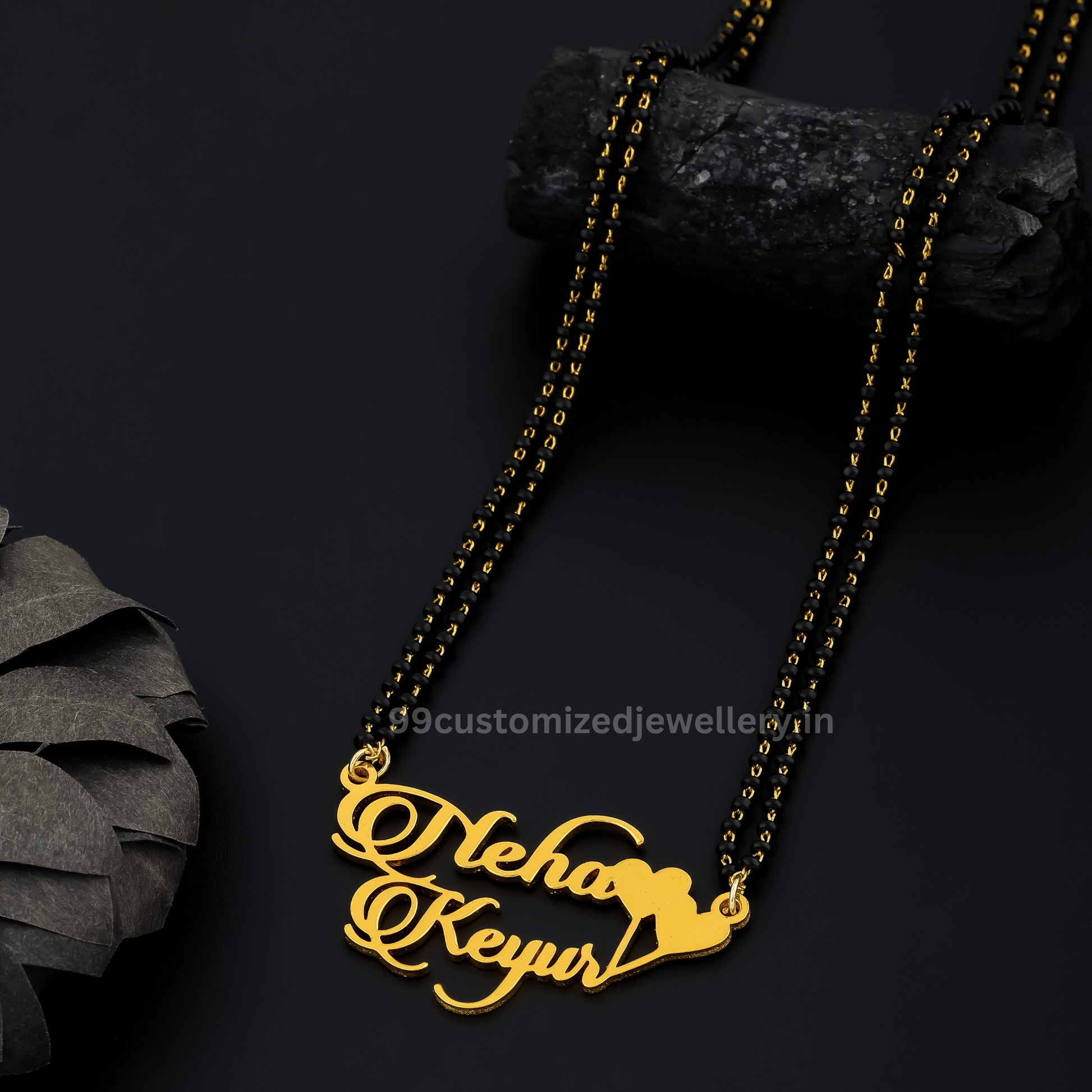 Custom Couple Name Necklace – Personalized Gold Name Pendant for Lovers | Personalized Jewelry India | 99customized Jewellery