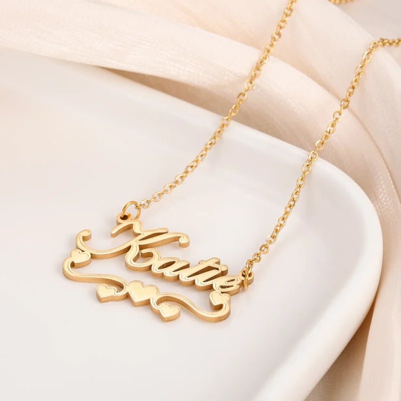 Personalised Single Name Necklace – Ribbon & Hearts Custom Cute Unique Jewellery Gift | Personalized Jewelry India | 99customized Jewellery