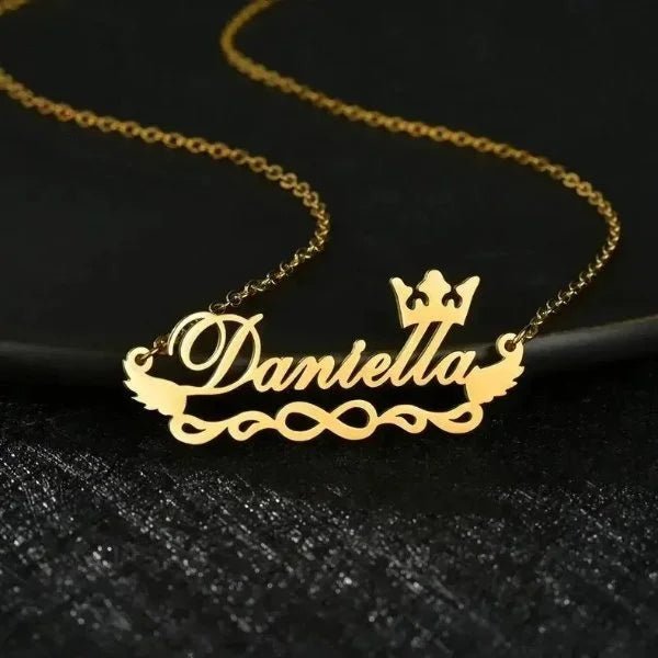 Princess Crown & Infinity Design Name Necklace | Personalized Jewelry India | 99customized Jewellery