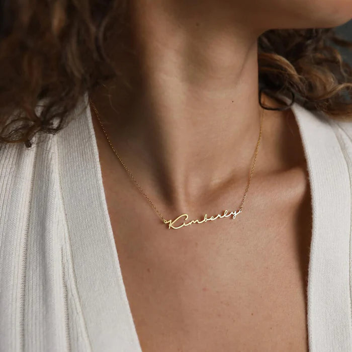 Gold Plated Signature Style Name Necklace