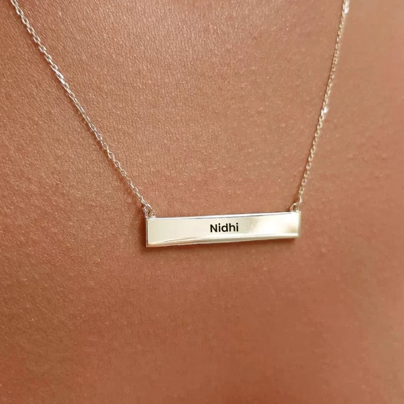 Silver Plated Personalized Engraved Name Necklace | Personalized Jewelry India | 99customized Jewellery