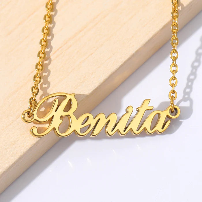 Gold Plated Simple Name Necklace